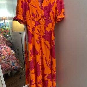 Orange and Pink Floral Dress